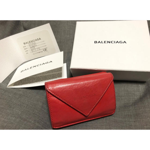 BALENCIAGA バレンシアガ ペーパーミニウォレット レッド