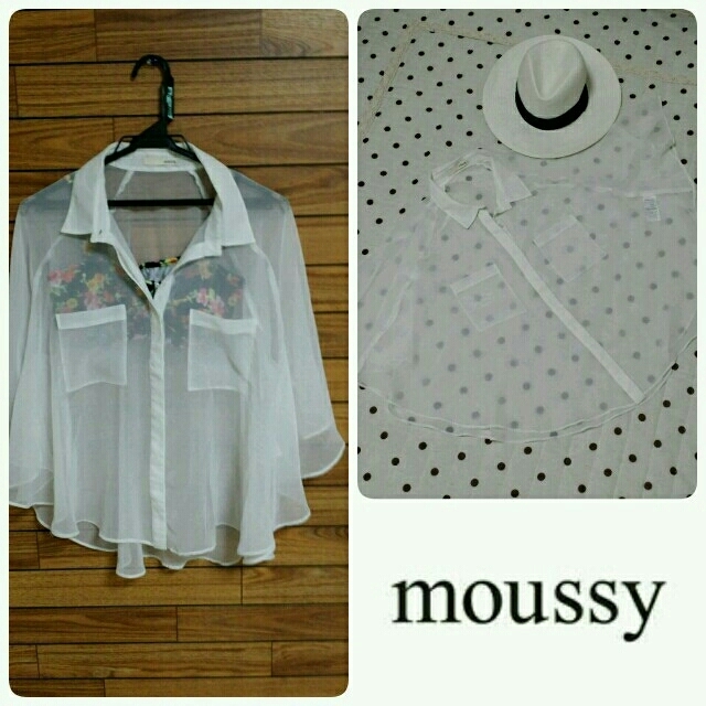 moussy(マウジー)のポンチョ風 シースルーホワイトシャツ レディースのトップス(シャツ/ブラウス(半袖/袖なし))の商品写真