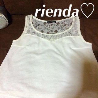 リエンダ(rienda)のrienda ホワイト レース トップス(カットソー(半袖/袖なし))