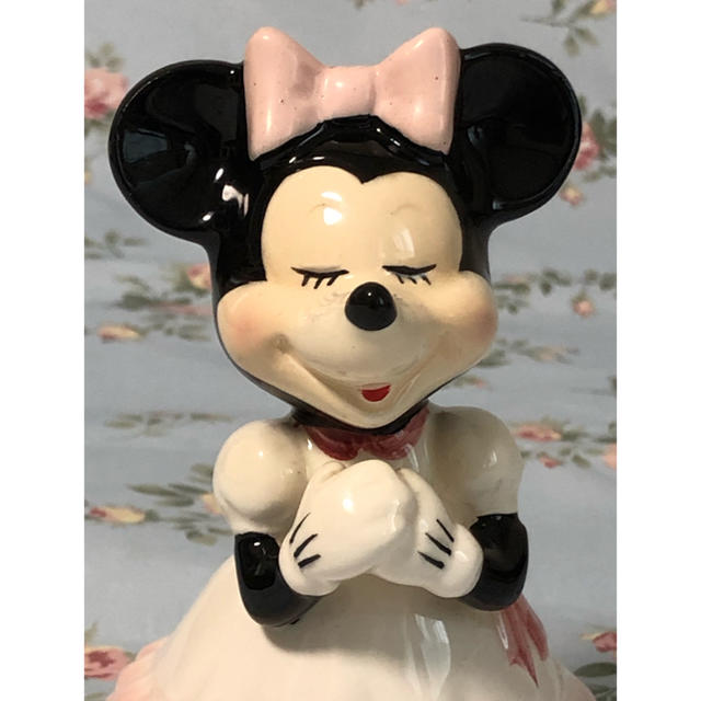 【 レア・美品 】 Disney ミニーマウス 陶器製 オルゴール 置物