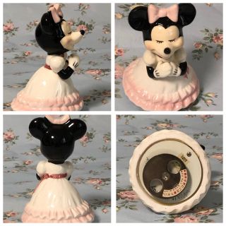 【 レア・美品 】 Disney ミニーマウス 陶器製 オルゴール 置物