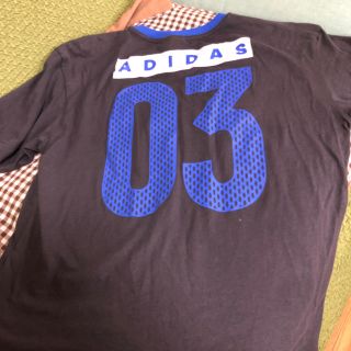 アディダス(adidas)のアディダス 半袖Tシャツ  OT L L グレーxブルー(Tシャツ/カットソー(半袖/袖なし))