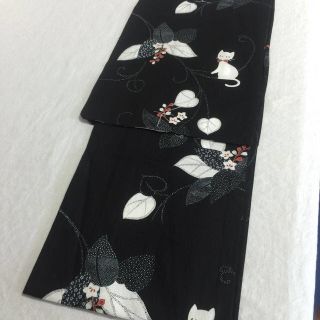 新品 浴衣単品 ネコちゃんと花柄(浴衣)