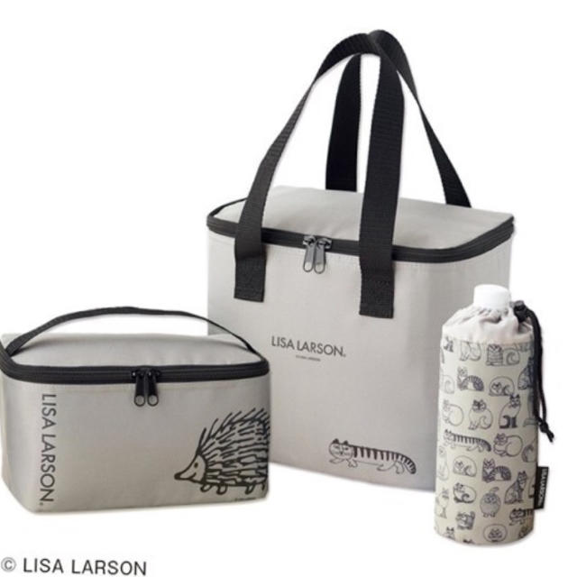 Lisa Larson(リサラーソン)のリサラーソン  大人シックな保冷バッグ3点セット 付録 インテリア/住まい/日用品のキッチン/食器(弁当用品)の商品写真