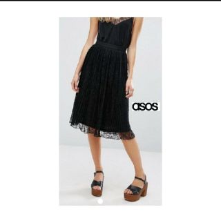 エイソス(asos)のUK10 *ASOS*セレクトUnionレースミディスカート☆(ひざ丈スカート)