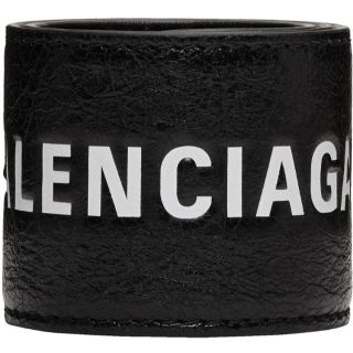 バレンシアガ(Balenciaga)のバレンシアガ 羊革ラムレザーブレスレット ロゴ ブラック 黒(ブレスレット)