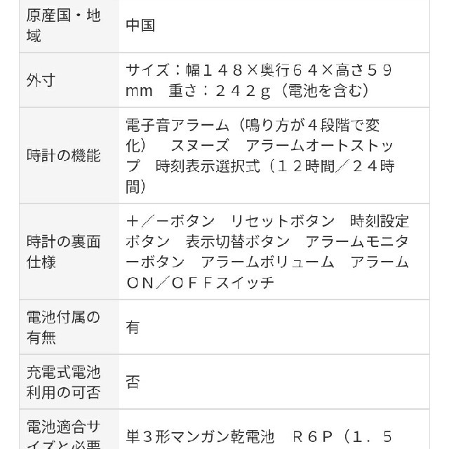 MUJI (無印良品)(ムジルシリョウヒン)の■新品未使用■  無印良品デジタル電波時計(大音量アラーム機能つき)／ホワイト インテリア/住まい/日用品のインテリア小物(置時計)の商品写真