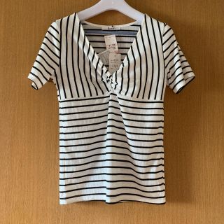 アベイル(Avail)の新品 アベイル Avail ボーダー ねじり カシュクール リブ Tシャツ M(Tシャツ(半袖/袖なし))