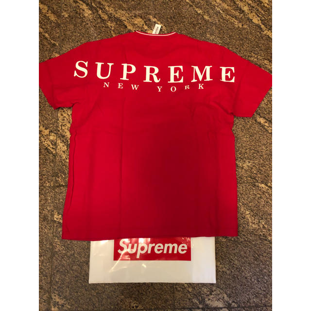 SUPREME Stripe Rib Waffle Top Red Tee L