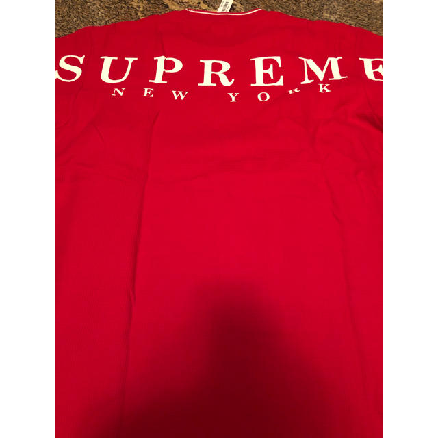 SUPREME Stripe Rib Waffle Top Red Tee L