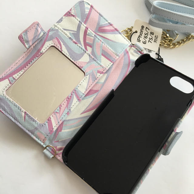 CECIL McBEE(セシルマクビー)の新品 セシルマクビー ショルダー付き ミラー付き iPhoneケース ブルー スマホ/家電/カメラのスマホアクセサリー(iPhoneケース)の商品写真