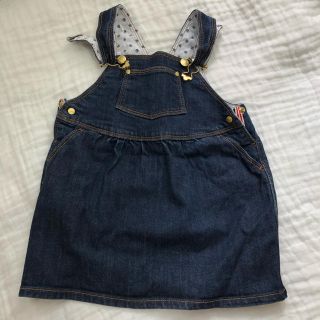 プチバトー(PETIT BATEAU)のプチバトー デニムジャンパースカート 86(ワンピース)