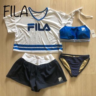 フィラ(FILA)の新品 FILA 水着 4点セット ビキニ ショートパンツ BL M(水着)