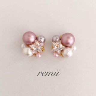 ビジューピアス・イヤリング✴︎rose pink(ピアス)