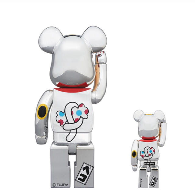 MEDICOM TOY - BE@RBRICK 招き猫 ペコちゃん 銀メッキ 100％ ＆ 400