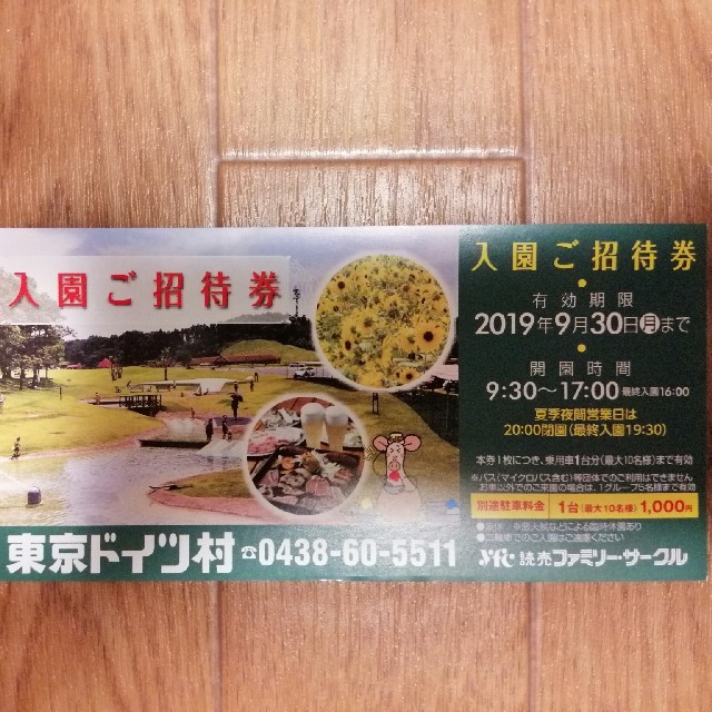 東京ドイツ村 入園招待券 有効期限9/30 チケットの施設利用券(遊園地/テーマパーク)の商品写真