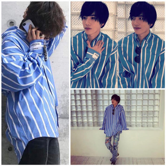 Balenciaga(バレンシアガ)の希少袖ロゴモデル☆ VETEMENTS striped cotton shirt メンズのトップス(シャツ)の商品写真