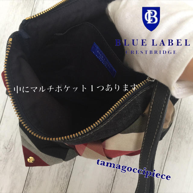 BURBERRY BLUE LABEL(バーバリーブルーレーベル)の赤チェックリボンモチーフ＊クラッチバッグ＊ブルーレーベルクレストブリッジ レディースのバッグ(クラッチバッグ)の商品写真