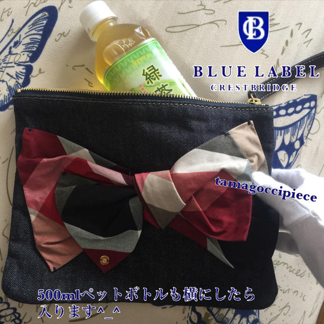 BURBERRY BLUE LABEL(バーバリーブルーレーベル)の赤チェックリボンモチーフ＊クラッチバッグ＊ブルーレーベルクレストブリッジ レディースのバッグ(クラッチバッグ)の商品写真