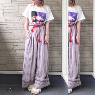 ダブルクローゼット(w closet)のw closet  ストライプワイドパンツ(カジュアルパンツ)