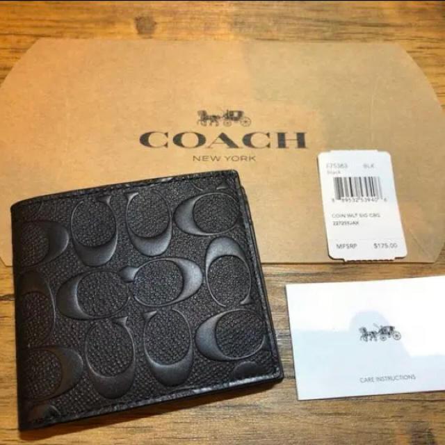 COACH コーチ メンズ 財布 折り財布 二つ折り財布 サイフ コインケース付クロスグレインレザー付属