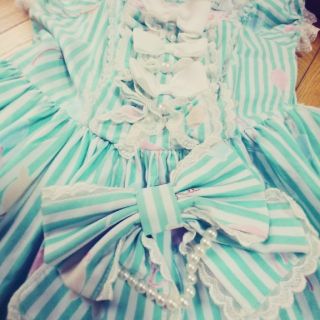 アンジェリックプリティー(Angelic Pretty)のDODYLINE  くまスストライプミントグリーンワンピース(ひざ丈ワンピース)