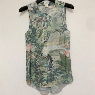 エイチアンドエム(H&M)のH&M ボタニカル柄 コンシャスコレクション タンクトップ シースルー(シャツ/ブラウス(半袖/袖なし))