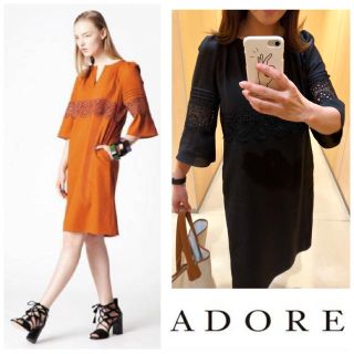 アドーア(ADORE)の◆美品・レースコンビワンピース◆ 定価52,920円  カタログ掲載  アドーア(ひざ丈ワンピース)