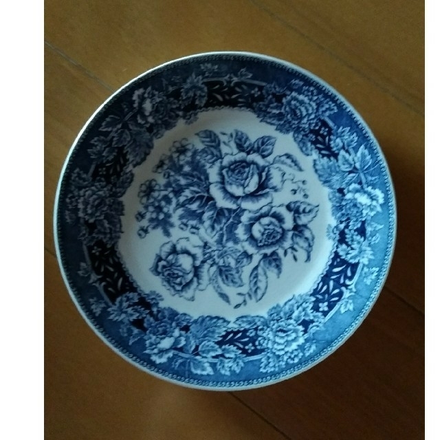 アンティーク　花　皿　ブルー　ボタニカル　雑貨　レトロ　鉢受け　カフェ　4枚