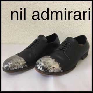 ニルアドミラリ(nil admirari)の◆nil admirari◆レザー シルバー 中古加工 革靴 シューズ 41 黒(ドレス/ビジネス)