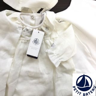 プチバトー(PETIT BATEAU)の【新品】プチバトー コットンリネンワンピース&ケープセット(セレモニードレス/スーツ)