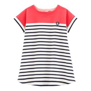 プチバトー(PETIT BATEAU)のSALE☆プチバトー カラーブロックマリニエールワンピース ピンク(ワンピース)