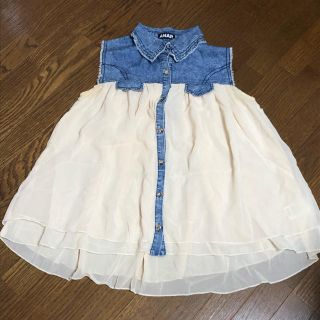 アナップ(ANAP)のシフォン デニム 切り替えトップス(シャツ/ブラウス(半袖/袖なし))