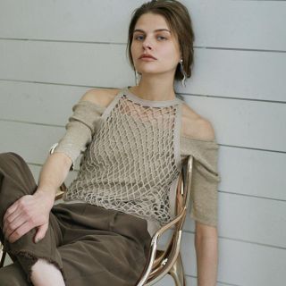 アメリヴィンテージ(Ameri VINTAGE)のameri MEDI CROCHET LAYERED KNIT(ニット/セーター)