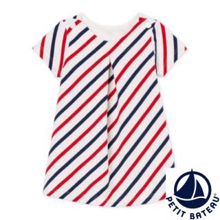 プチバトー(PETIT BATEAU)の【新品】プチバトー トリコロールマリニエールワンピース(ワンピース)