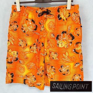 【SAILING POINT】 美品 オレンジ花柄 水着 ハーフパンツ LL(水着)