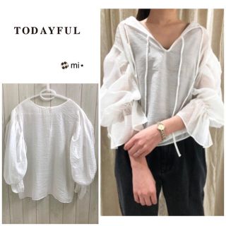 トゥデイフル(TODAYFUL)の超美品❣️今期完売 TODAYFUL 2way シルケットブラウス ホワイト(シャツ/ブラウス(長袖/七分))