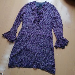 アナスイ ANNA SUI 花柄 フリル ワンピース パープル