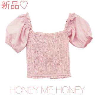 ハニーミーハニー(Honey mi Honey)のハニーミーハニー オフショルダー パフスリーブ ブラウス シャーリング(シャツ/ブラウス(半袖/袖なし))