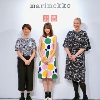 マリメッコ(marimekko)のmarimekko UNIQLO コラボ ドット ノースリーブ ワンピース(ロングワンピース/マキシワンピース)