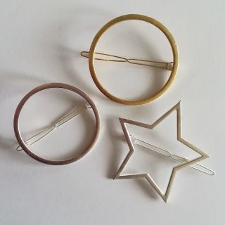 3個セット★ ヘア バレッタ メタル　ヘアピン　サークル　星　シルバー　ゴールド(バレッタ/ヘアクリップ)