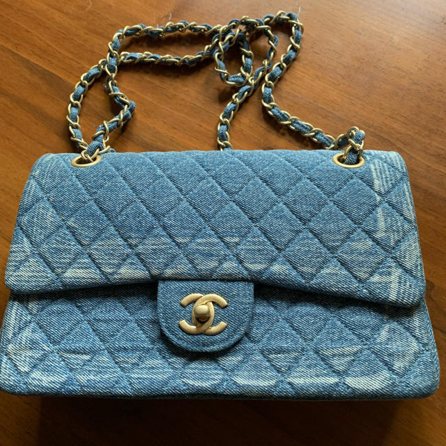 CHANEL ショルダーバッグ デニム ダブルチェーン