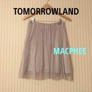 トゥモローランド(TOMORROWLAND)のTOMORROWLAND【MACPHEE】☆ライトグレー・シルクシフォンスカート(ミニスカート)