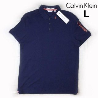 カルバンクライン(Calvin Klein)の売切!カルバンクライン 半袖 ポロシャツ 袖ロゴ CK刺繍(L)紺 181214(ポロシャツ)