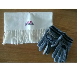 ミルク(MILK)の【2点セット】MILK シンプルロゴマフラー　手袋セット(マフラー/ショール)
