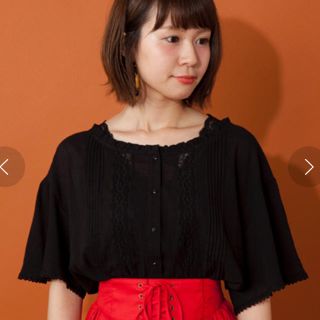 ダブルクローゼット(w closet)のwcloset  レース切り替フリル袖ブラウス(シャツ/ブラウス(半袖/袖なし))