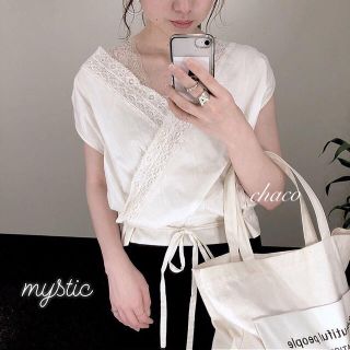 ミスティック(mystic)の新作🍒¥5940【mystic】カシュクールレースブラウス (シャツ/ブラウス(半袖/袖なし))