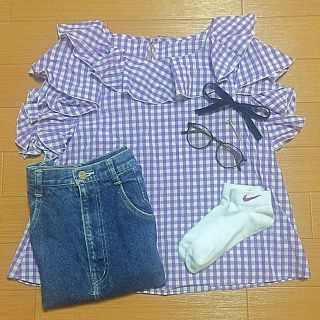 ドットアンドストライプスチャイルドウーマン(Dot&Stripes CHILDWOMAN)のギンガムチェックトップス(Tシャツ(半袖/袖なし))