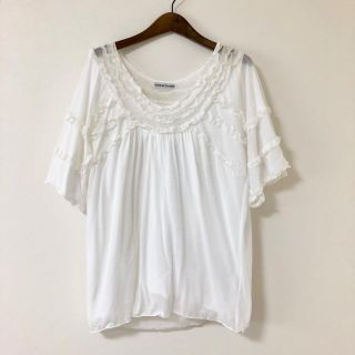 ツモリチサト(TSUMORI CHISATO)のツモリチサト 白 ガーゼ フリルトップス カットソー (カットソー(半袖/袖なし))