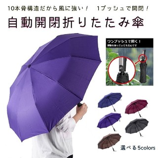 【送料無料】自動開閉　折りたたみ傘　選べる5カラー　10骨構造(傘)